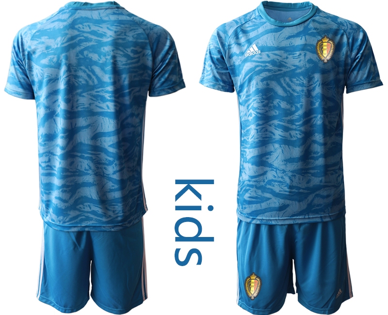 Youth 2021 European Cup Belgium blue goalkeeper Soccer Jersey1->belgium jersey->Soccer Country Jersey